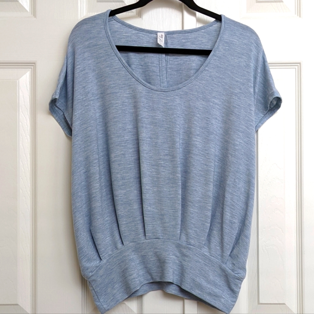 L Love Peek-a-boo Dolman Top EUC